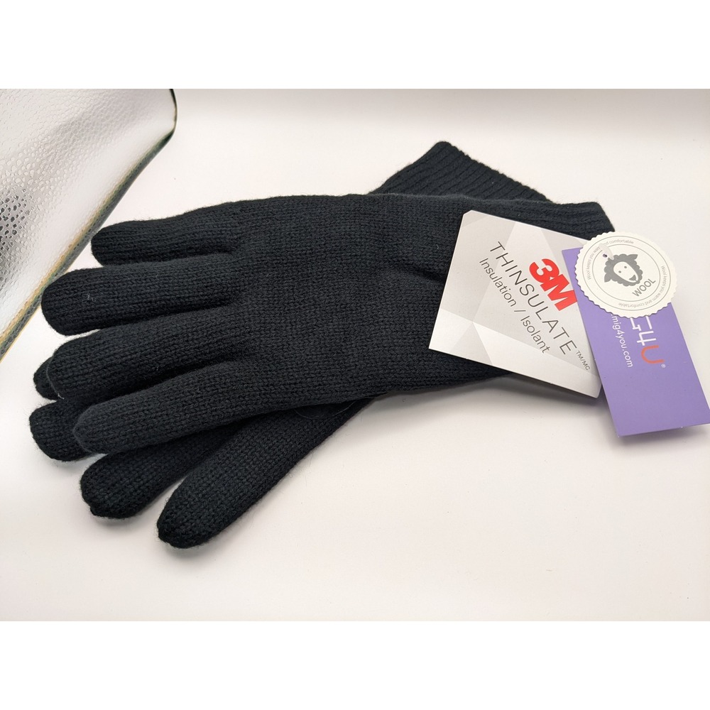 MIG4U Mens‎ Wool Gloves Black 3M Thinsulate Insulated Knit L/XL MG37-WMG
